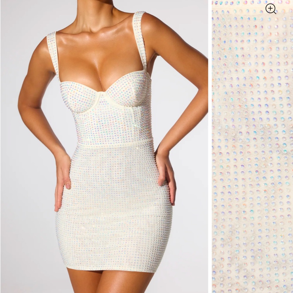 White embellished Oh Polly dress size 4 corset top fits beautifully